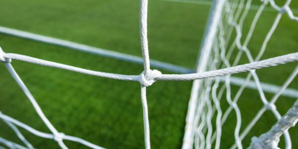A generic image of a professional soccer goalmouth.